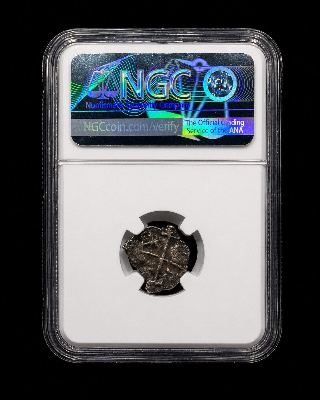 1738 P Bolivia 1 Real Silver Coin NGC Graded Slab Shipwreck Sea Salvaged